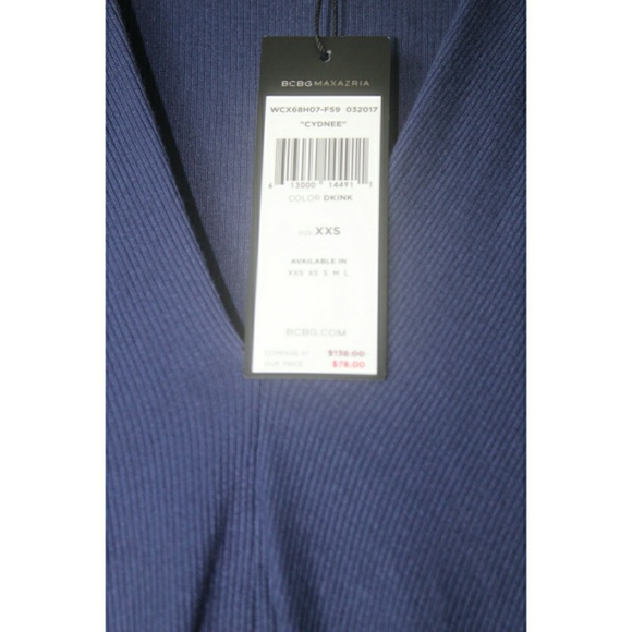 BCBG Cydnee Ruffled Rayon High-Low  Navy Dress XXS - Picture 8 of 9